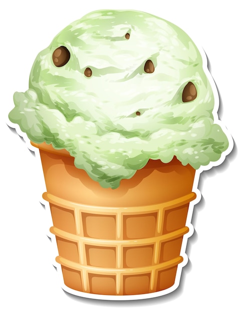 Cono gelato alla menta con gocce di cioccolato