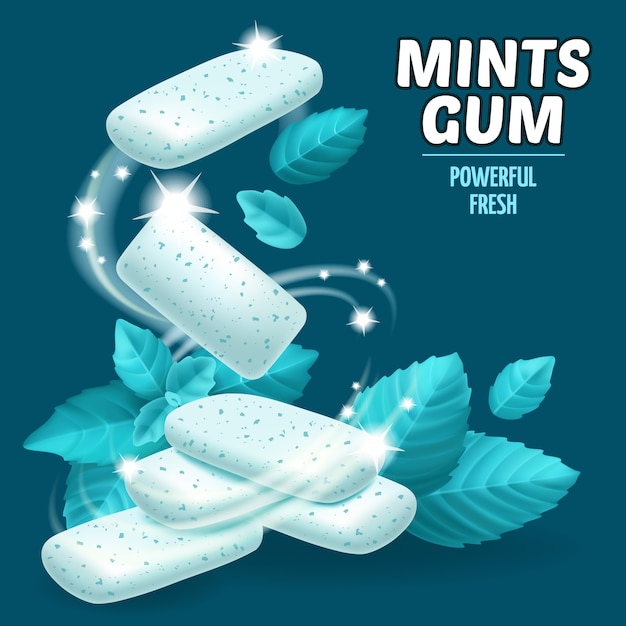 mint gum with leaves.