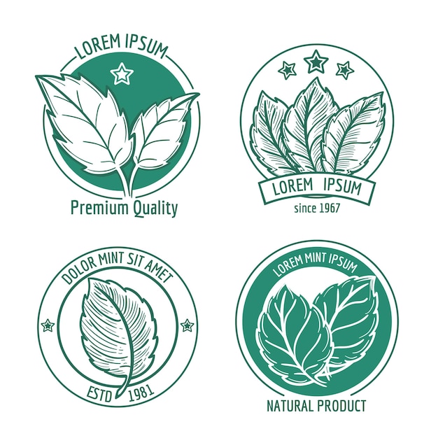 Free vector mint leaf logo  or menthol spearmint. healthy fresh herb, peppermint organic badge