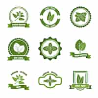 Free vector mint leaves logos, label and badge set.