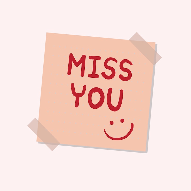 Free Vector miss you sticky note illustration