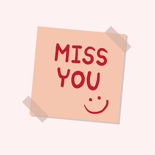 Miss you sticky note illustration