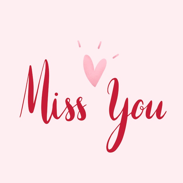 Free vector miss you typography vector in red