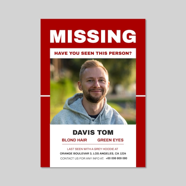 Missing person poster template