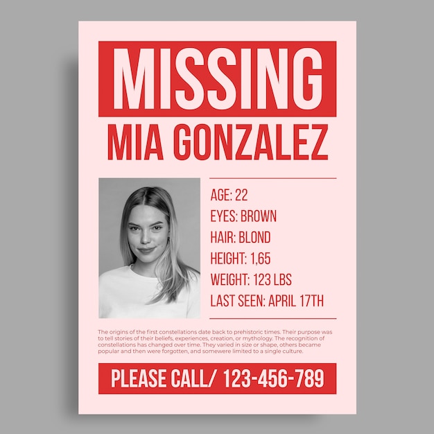 Free Vector Missing person poster template Free Vector Missing person poster template