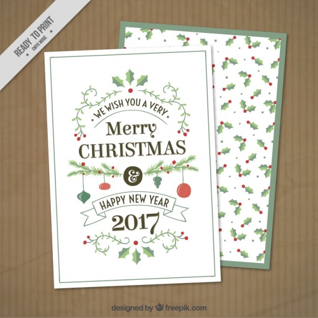 Vettore gratuito vischio christmas card