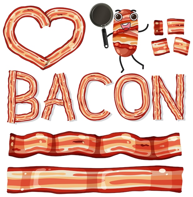 Free vector mix set of grilled bacon