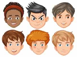 Free vector mixed boys with neutral and angry face expressions