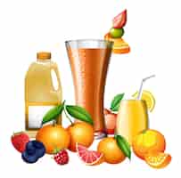 Бесплатное векторное изображение Смешанный фруктовый сок и цитрусовые