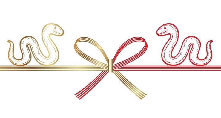 Free Vector mizuhiki japanese decoration strings for the year of the snake vintage greeting symbol