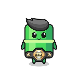 The mma fighter bamboo mascot with a belt , cute style design for t shirt, sticker, logo element