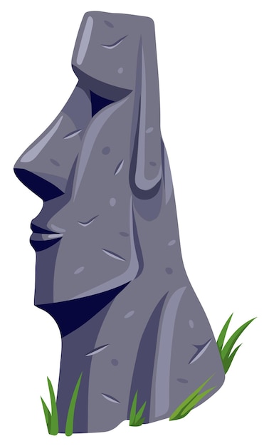 Free vector moai on easter island isolated vector cartoon stone sculpture