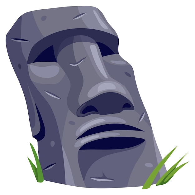 Free vector moai on easter island isolated vector cartoon stone sculpture