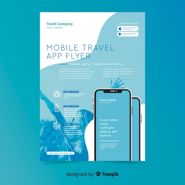 Free vector mobile app brochure template