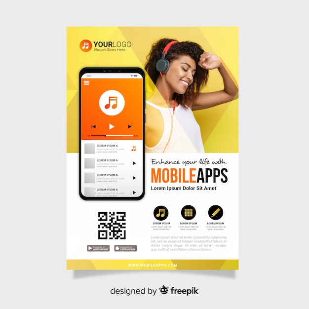 Free vector mobile app brochure template