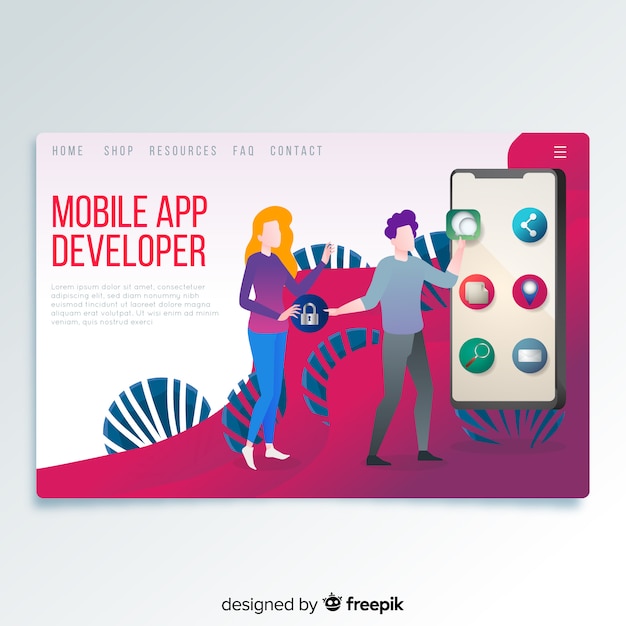 Mobile app developer landing page