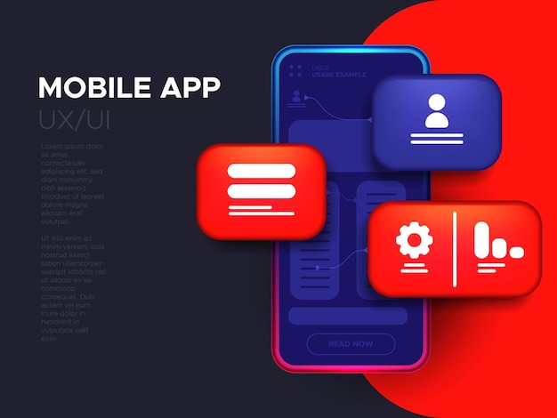 Mobile app development and. concept user interface design ui/ux.