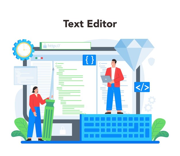 Mobile app development online service or platform Modern technology and smartphone interface design Online text editor Vector flat illustration
