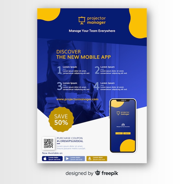 Free vector mobile app flyer template