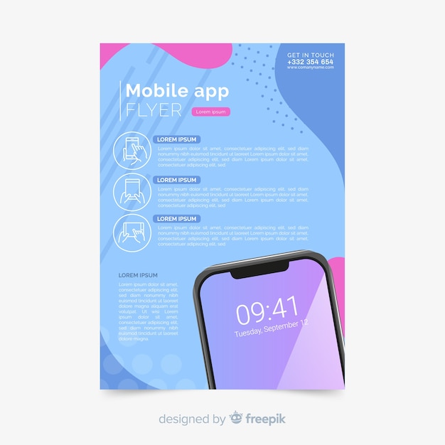 Free vector mobile app flyer template