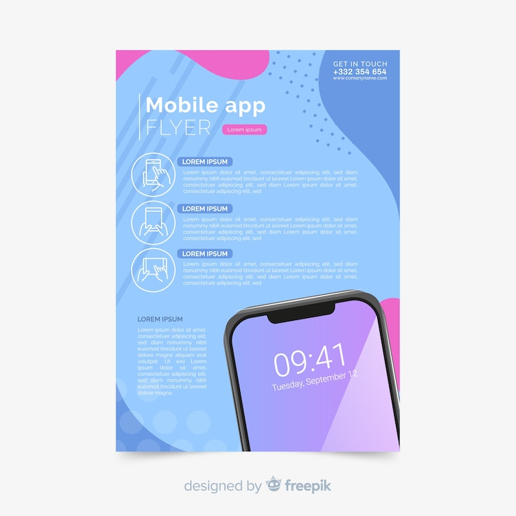 Free Vector mobile app flyer template