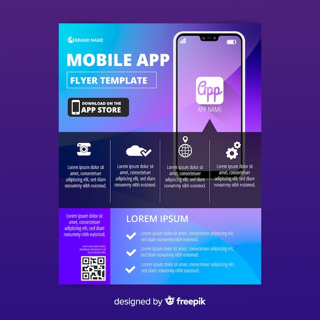 Free vector mobile app flyer template