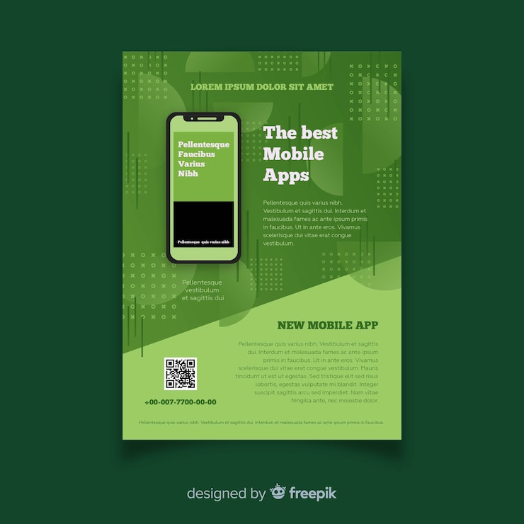 Free Vector mobile app flyer template
