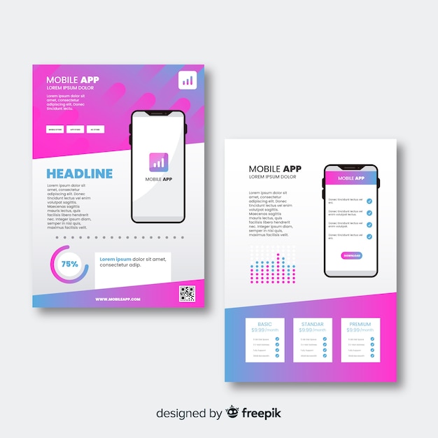 Free vector mobile app flyer template