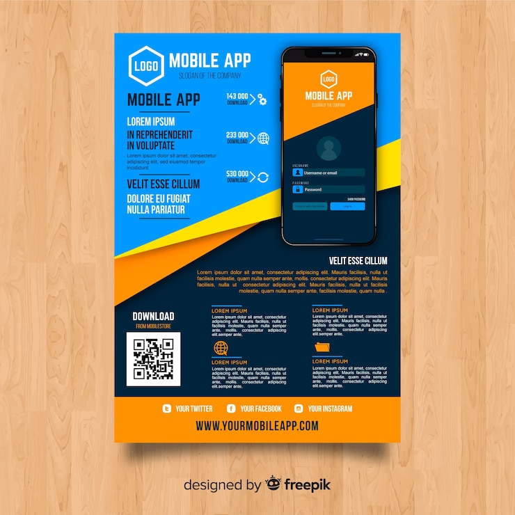 Free Vector mobile app flyer template