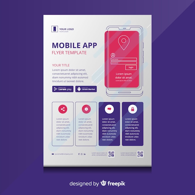 Free vector mobile app flyer