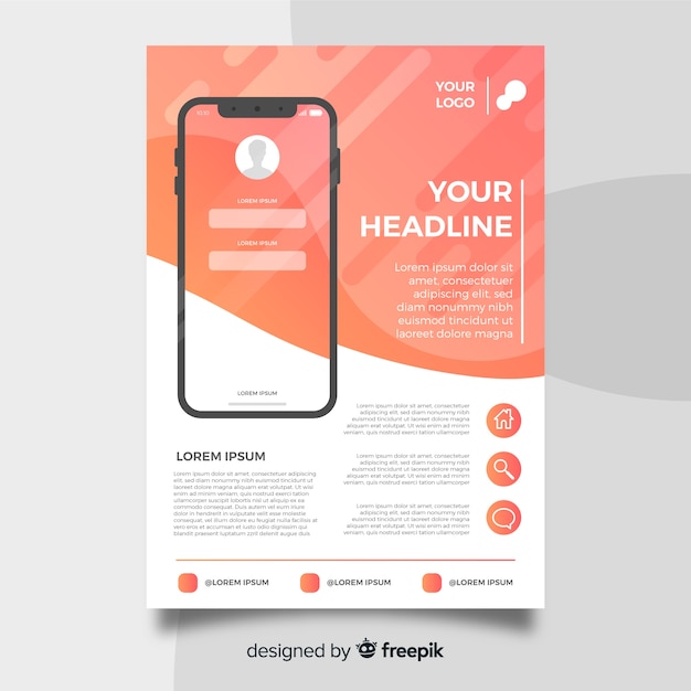 Free vector mobile app flyer