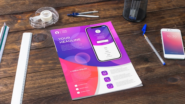 Free vector mobile app flyer