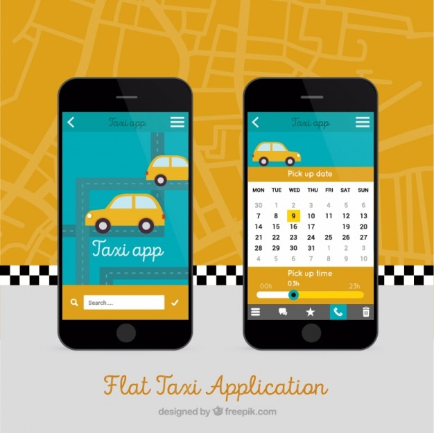 Free Vector mobile app for taxis