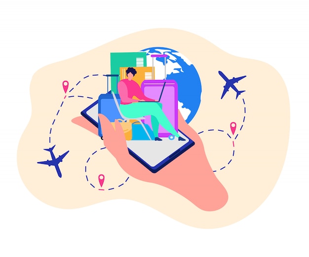 Free vector mobile application for travelers vector concept