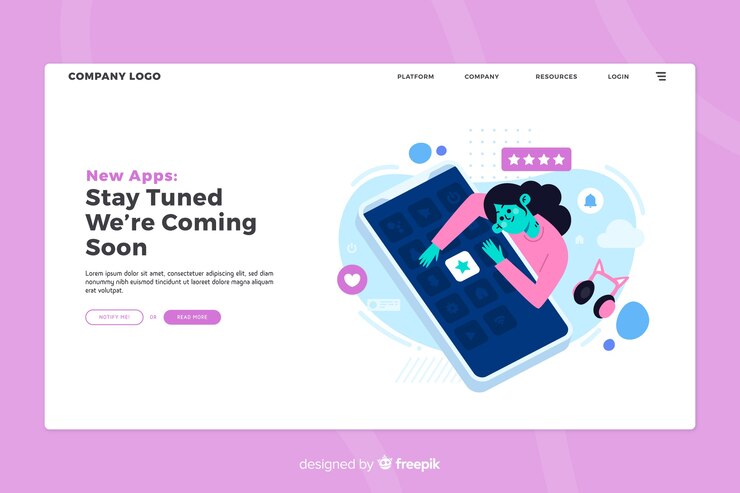 Free Vector mobile apps concept for landing pages