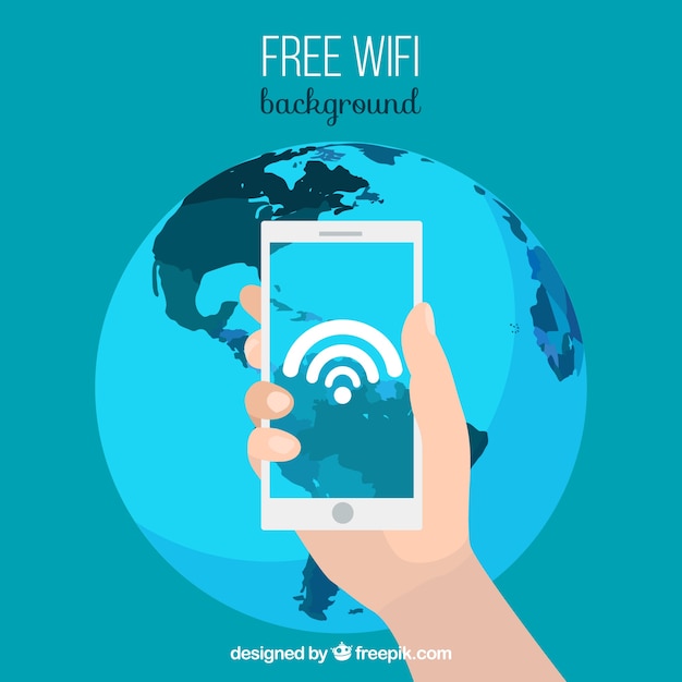 Free vector mobile background connected to the world