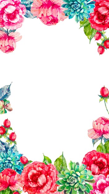 Mobile background with colorful watercolor flowers
