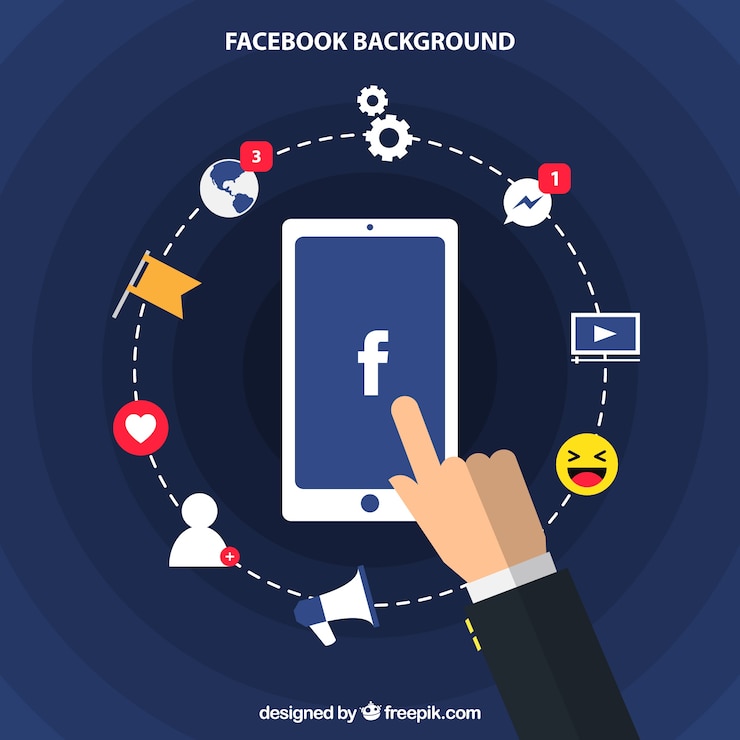 Free Vector mobile background with facebook elements in flat design
