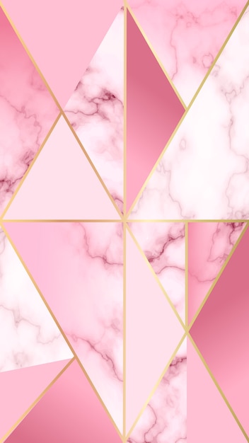 Мобильный фон с мраморным эффектом и розовыми геометрическими фигурами