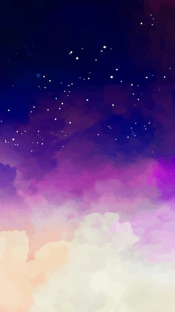 Free vector mobile background with starry sky and purple tones