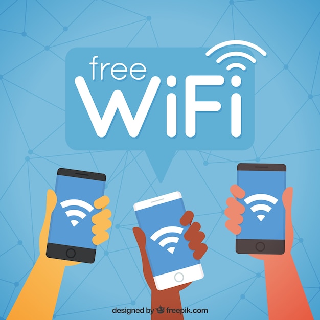 Free vector mobile background with wifi in flat design