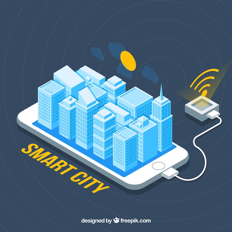 Free Vector mobile background with wifi and smart city