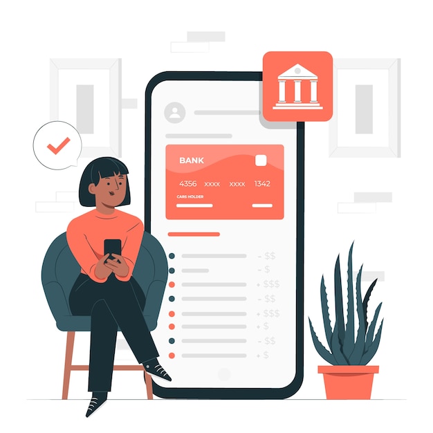 Vettore gratuito illustrazione del concetto di mobile banking