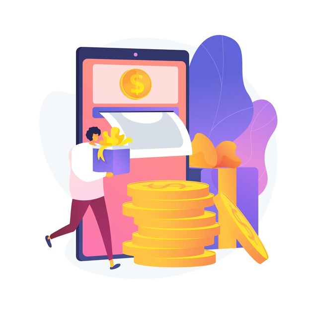 Mobile banking. Return money from purchases. Conduct financial transactions remotely with mobile device. Vector isolated concept metaphor illustration