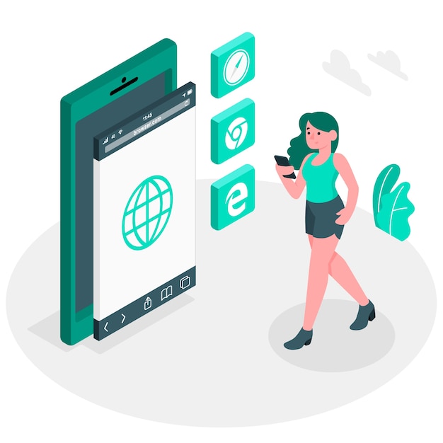 Mobile browsers concept illustration