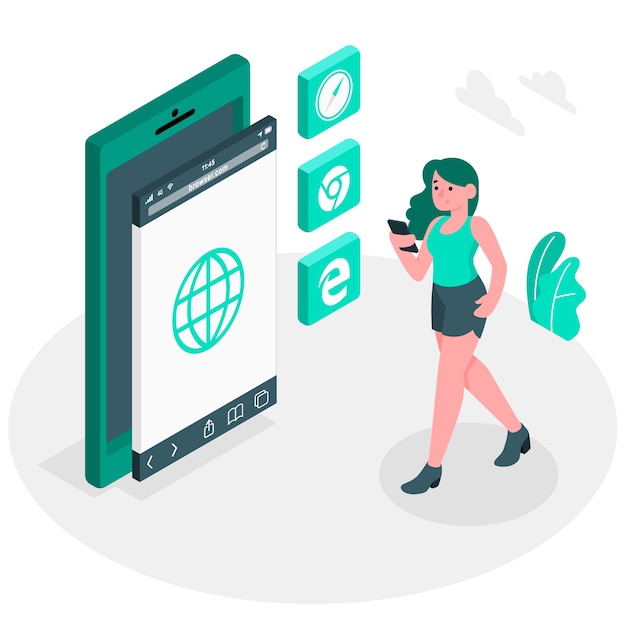 Illustrazione di concetto di browser mobile