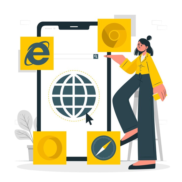 मुफ़्त वेक्टर mobile browsers concept illustration