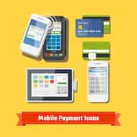 Free vector mobile business payment flat icon set