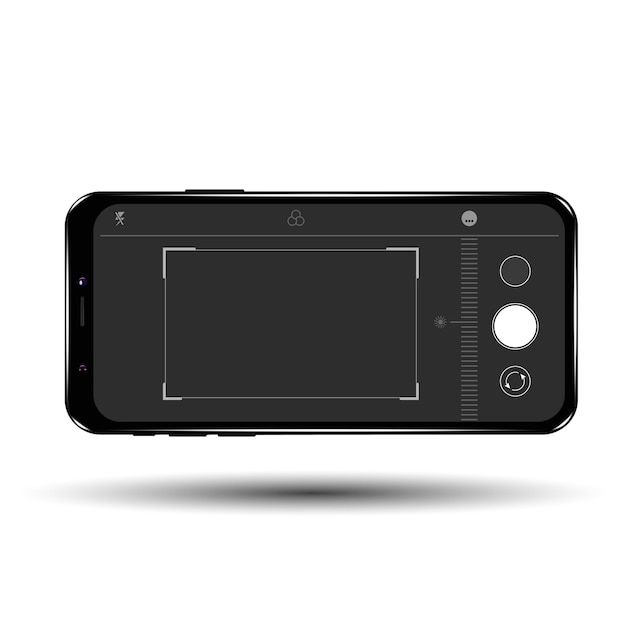 モバイルカメラインターフェーステンプレートの背景カメラインターフェースとスマートフォンの画面ベクトル図