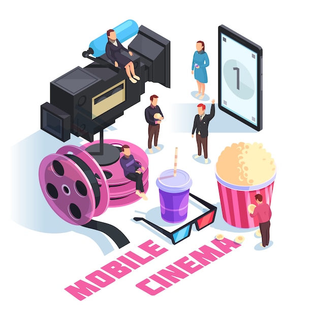 Mobile Cinema Isometric composition